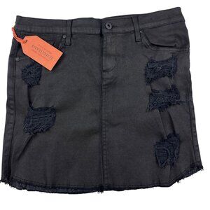 James Jeans Daisy Skirt Women's Scallop Hem Cut Off Black Denim Mini Size 28 USA